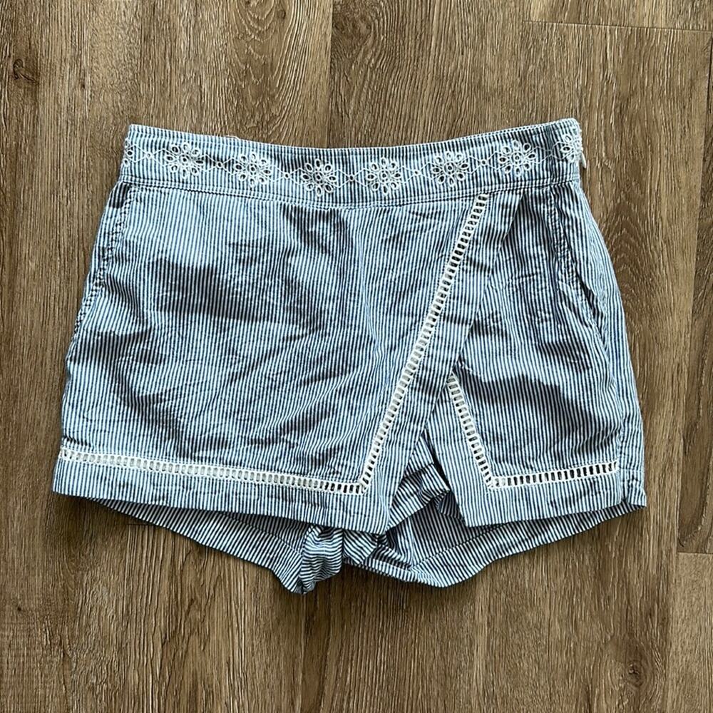 Vineyard Vines Sandbar Embroidered Skort Blue White Stripe 0 Cotton Preppy